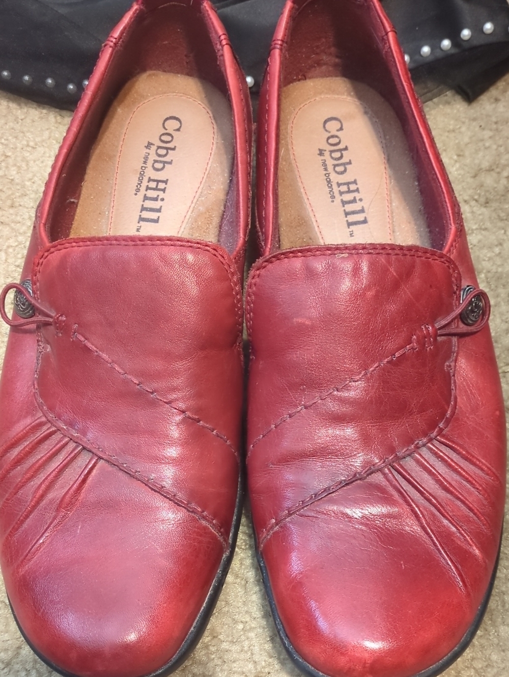 Cobb Hill by New Balance Women's Red Leather Slip-On Loafers